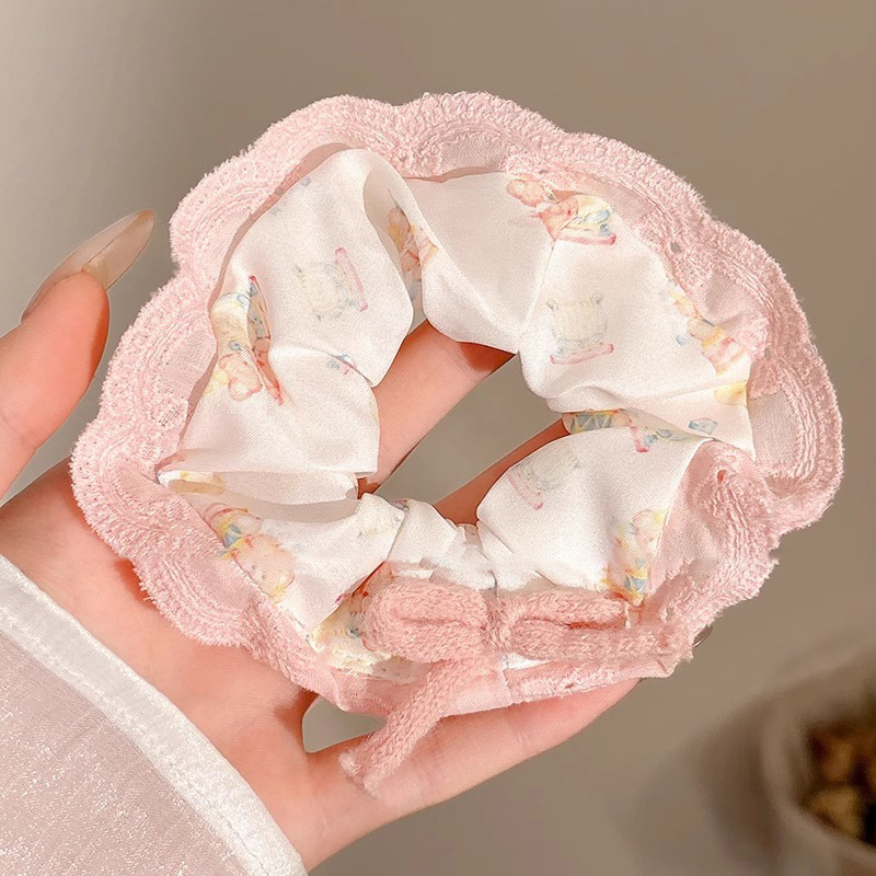 2026 nuevo estilo coreano super grande anillo de pelo intestino grande niñas de alto nivel de sensación de cabello de flores cuerdas de cabello de cordón de goma adornos para el cabello