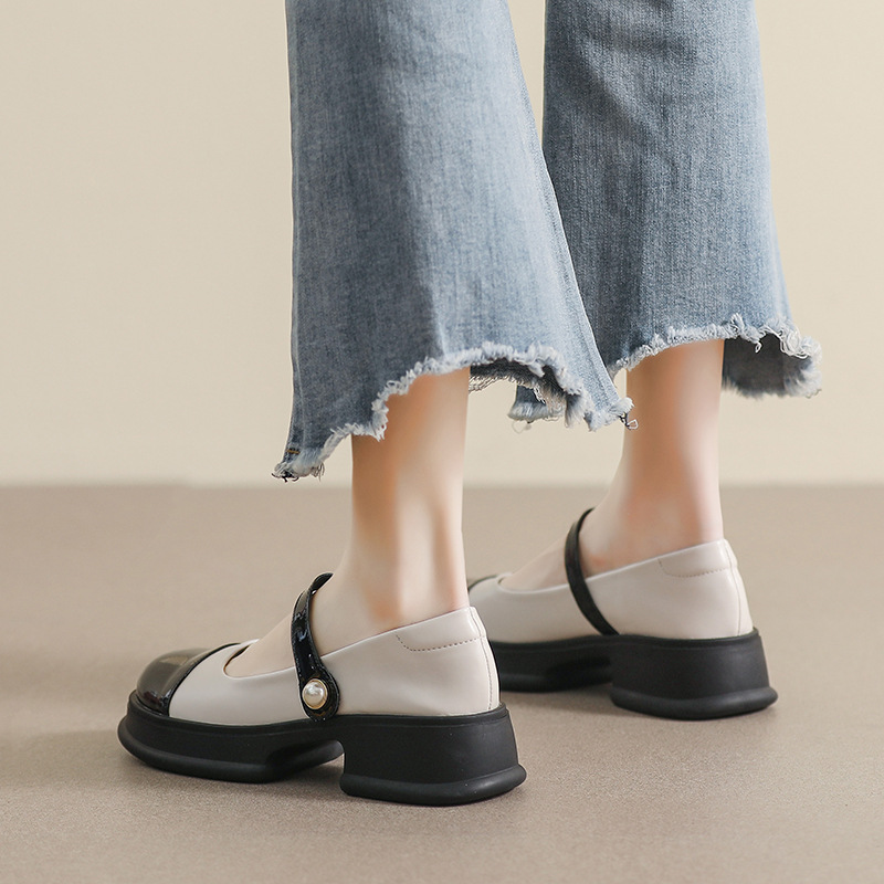 Weiwei Lady 158-3 Thick-Soled Mary Jane For Women, Vintage Style, Denim Blue Soft-Soled Single Shoes, Plus Size_vogvips.com