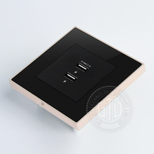 18E系列酒店双USB插座面板智能快充双插口玻璃材质+金属边框