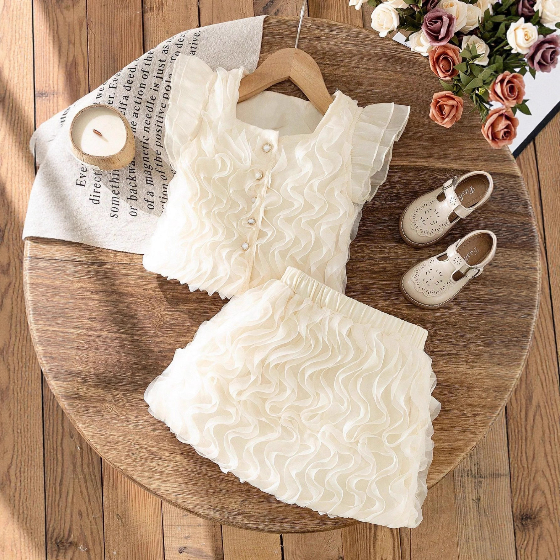 Spot Wholesale Girls Skirt Summer Dress 2026 New Style Girl Elegant Wavy Skirt + Top Two-Piece Set