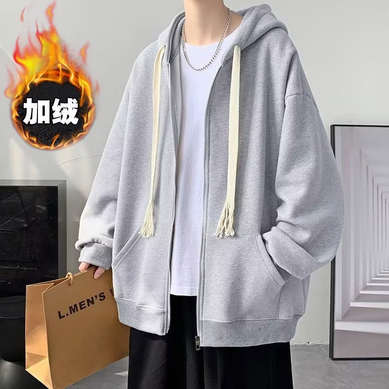 Woven Rope Hooded Cardigan Sweater Men's Spring Autumn and Winter Trendy Design Sense Niche oversize Coat Clothes