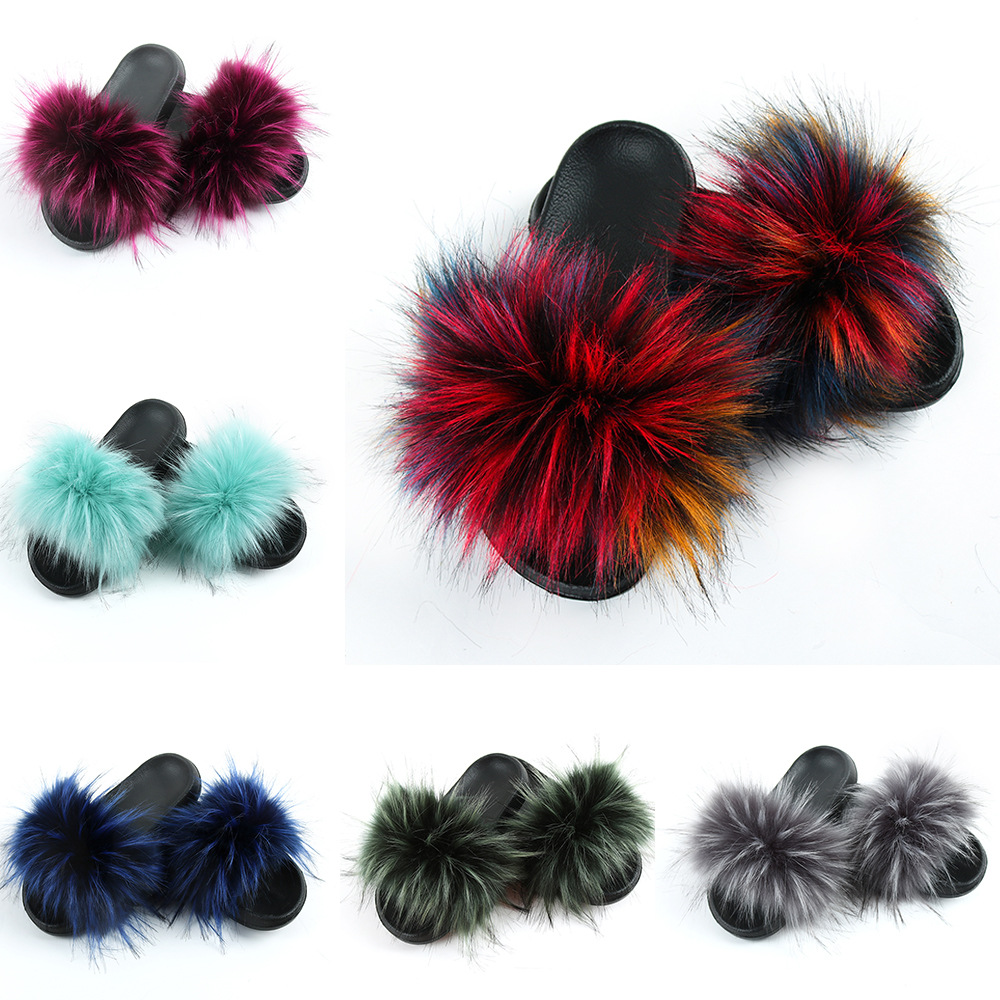 Cross-border hot style raccoon fur slipp...