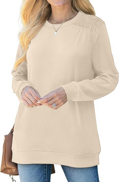 Round Neck Loose Casual Long Sleeve Sweatshirt in Hoodies & Sweatshirts