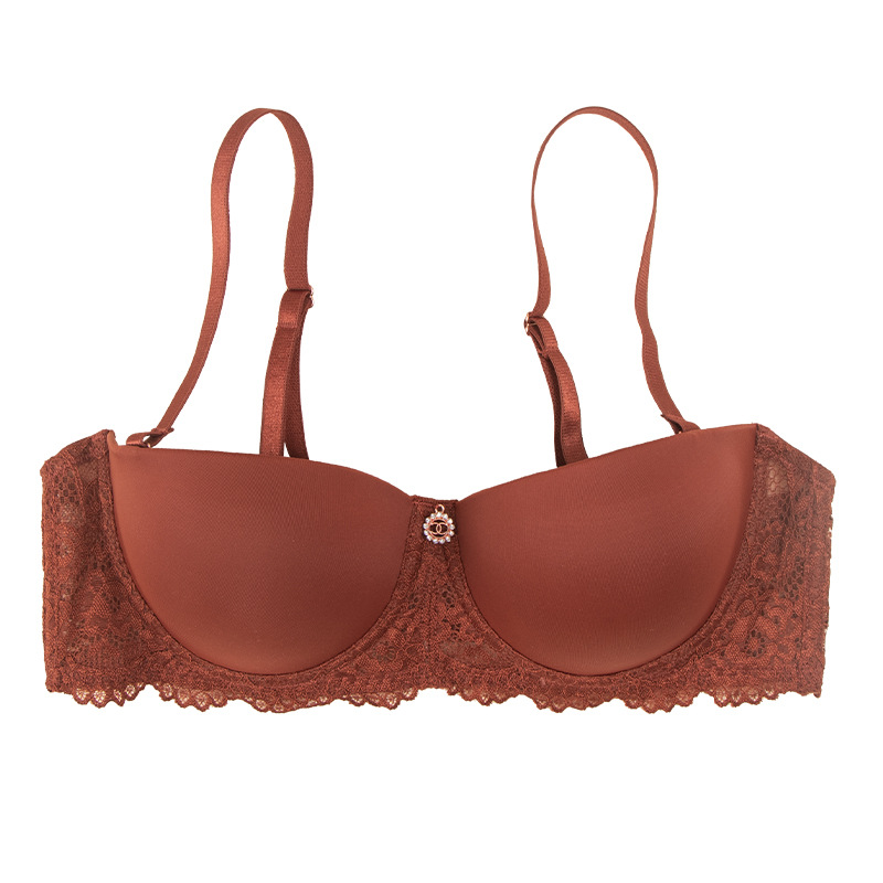 Transfronterizos europeos y estadounidenses sexy encaje borde suave ropa interior pequeña cocinada con anillo de acero anti-caída cómodo sujetador transpirable mujer