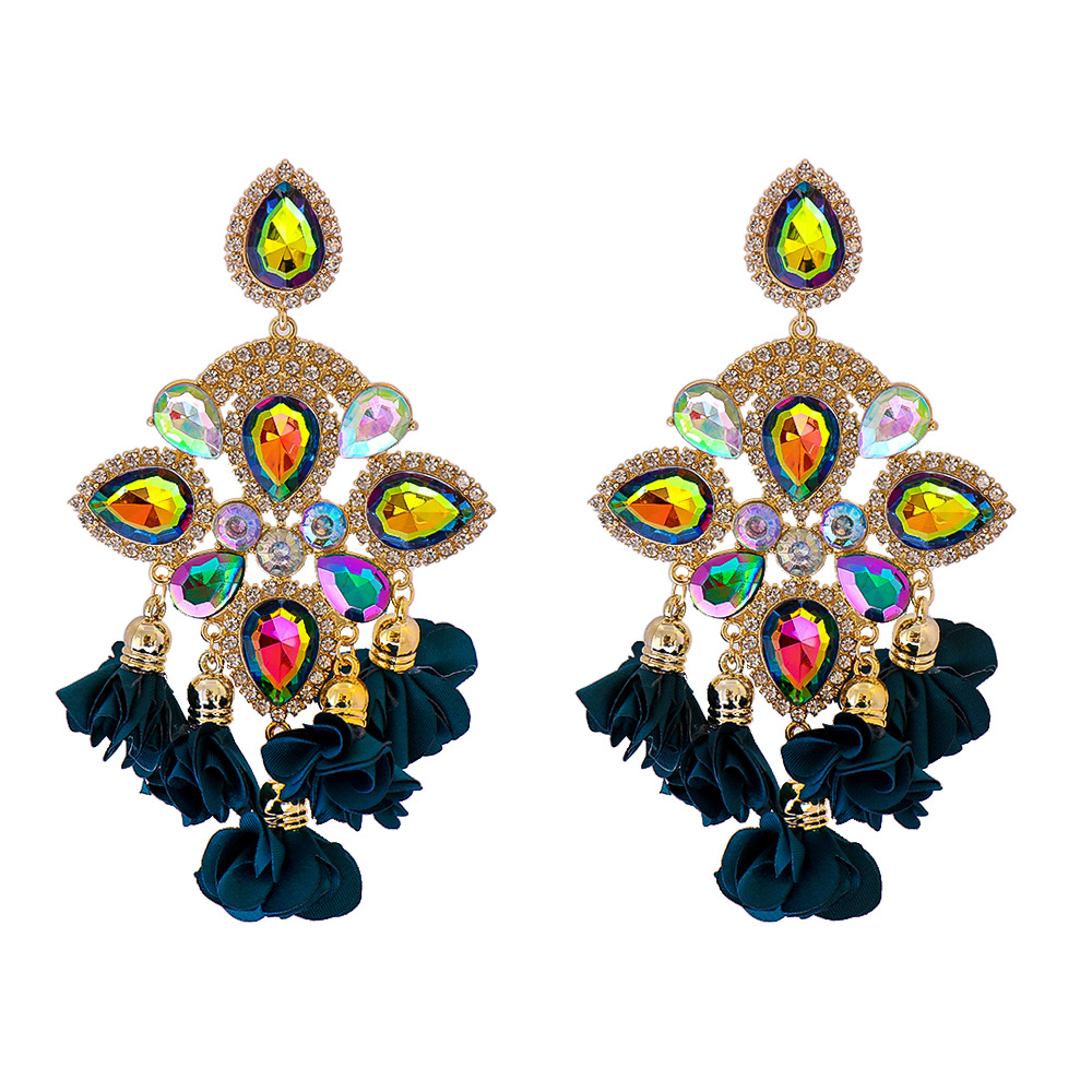 New Bohemian Color Diamond Flower Female Earrings Personality Accessories Wholesale display picture 36