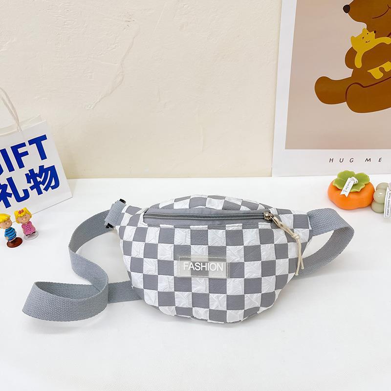 Nuevo estilo tablero de cuadros estilo occidental chico bolsa de mensajero de los niños de moda fresco bolsa de viaje pequeña mochila chica lienzo bolsa de pecho