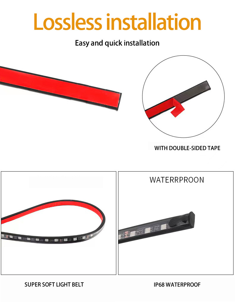 Car Chassis Light Decoration, Colorful Voice-Controlled Atmosphere Light, High-Brightness Modified Car Bottom Light, Waterproof Flash Led Streamer Light