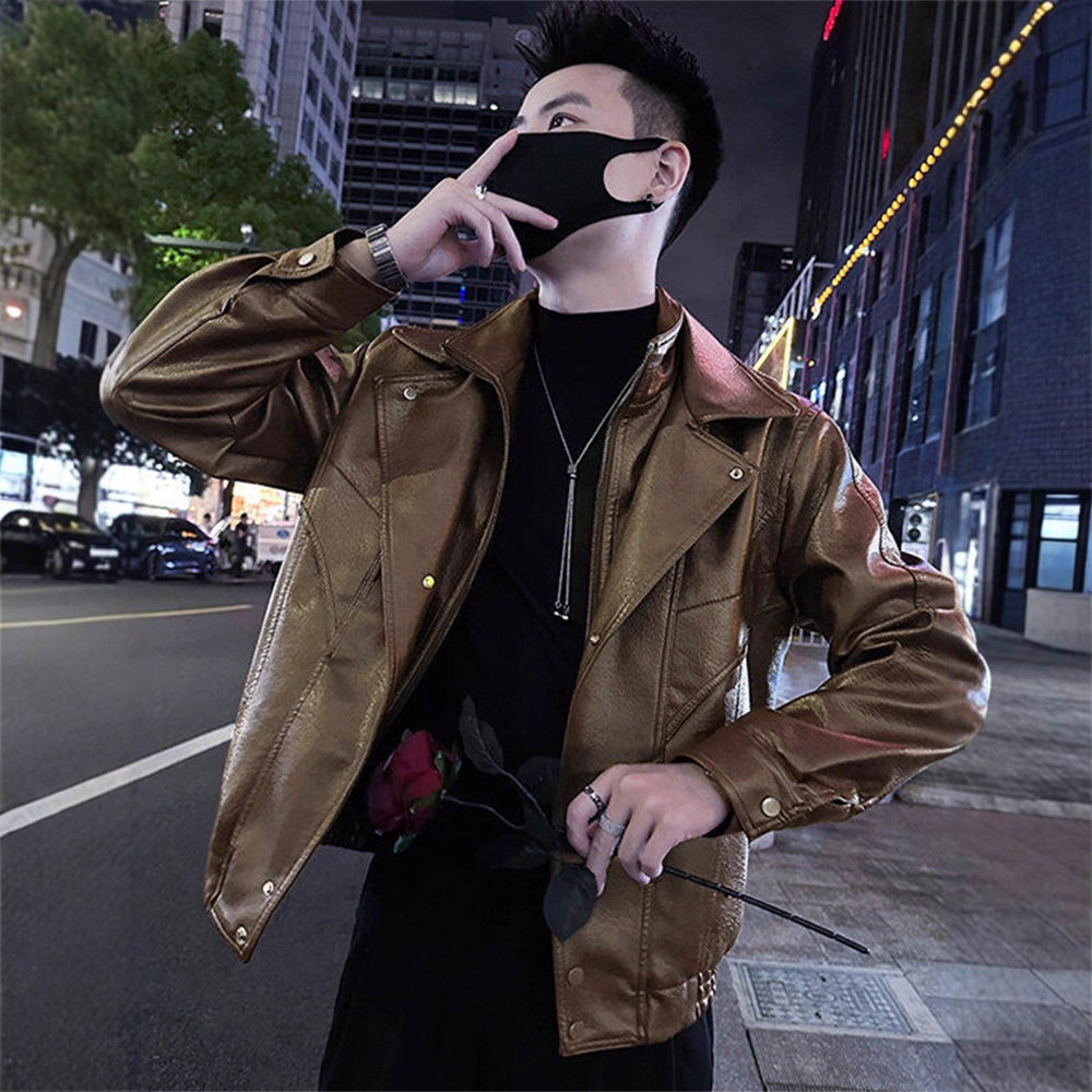 假两件男士皮衣外套秋冬款2025新款超火男装潮牌高级感痞帅皮夹克