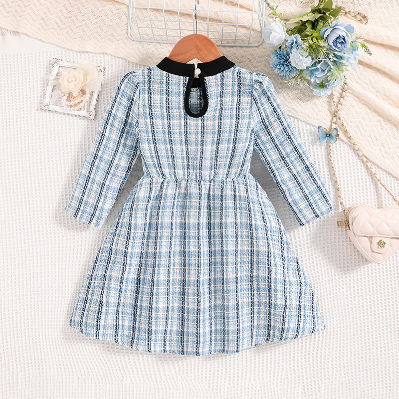 Mädchen Kleid Mit Karomuster Langarm Im Prinzessin Stil_voghion.com