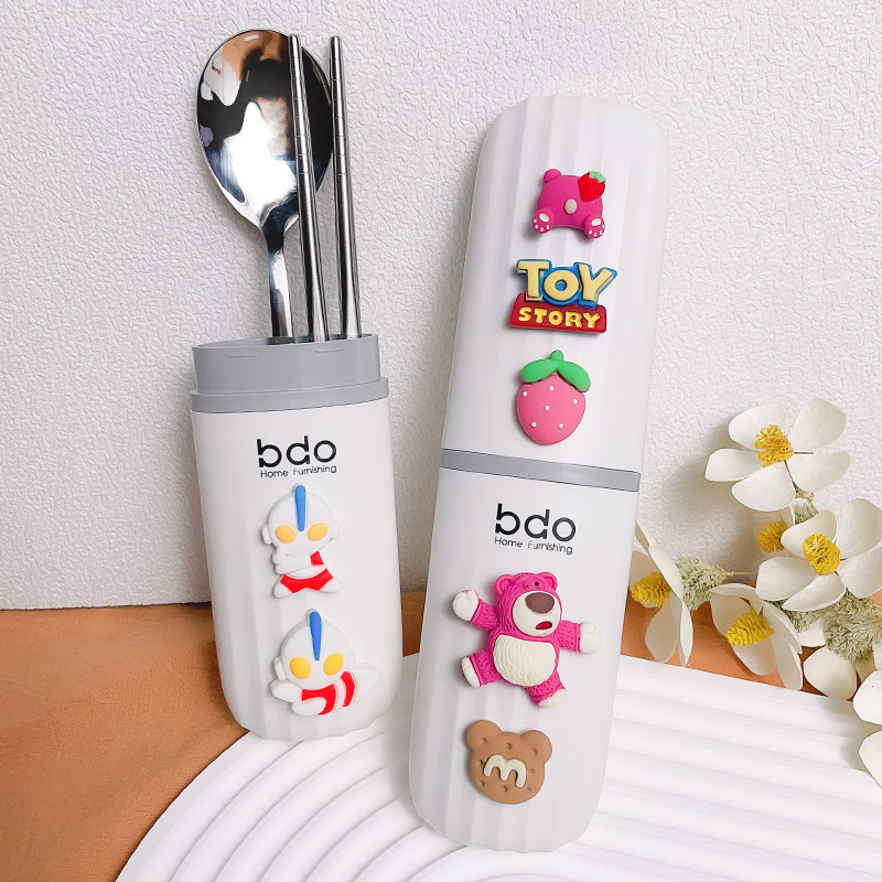 학교와 직장에 귀여운 휴대용 친환경 수저 상자를 보관할 수 있는 창의적인 수저 상자 빈 상자 젓가락 숟가락 포크 보관 상자