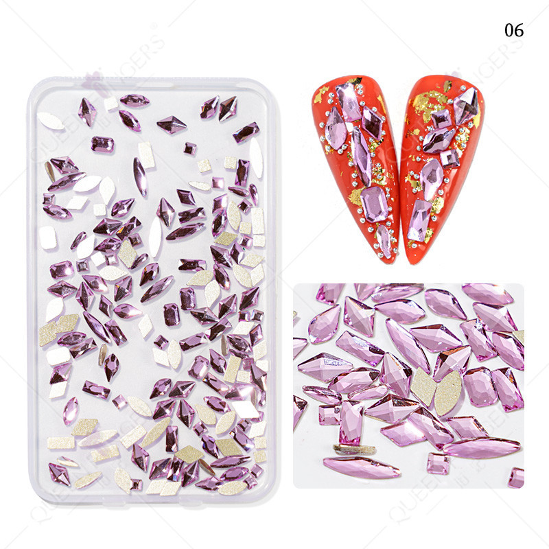 Accesorios de uñas de forma especial de diamante mezclado AB color mágico taladro de uñas plana diamante en forma especial DIY resina de uñas pegatinas de diamantes de imitación