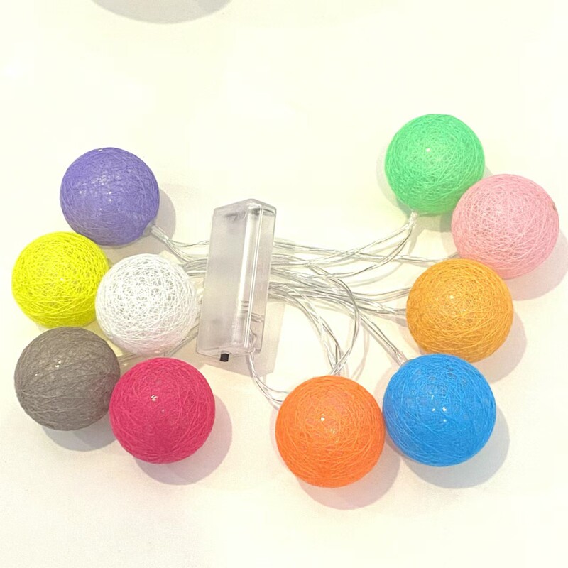 LED lights cross-border Christmas cotton ball room bedroom decoration ins factory wholesale tail processing light string