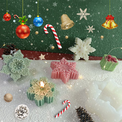 三信クリスマス雪花ろうそくシリコン金型diy手作り石けん香薫金型3d花香薫ろうそく砥石