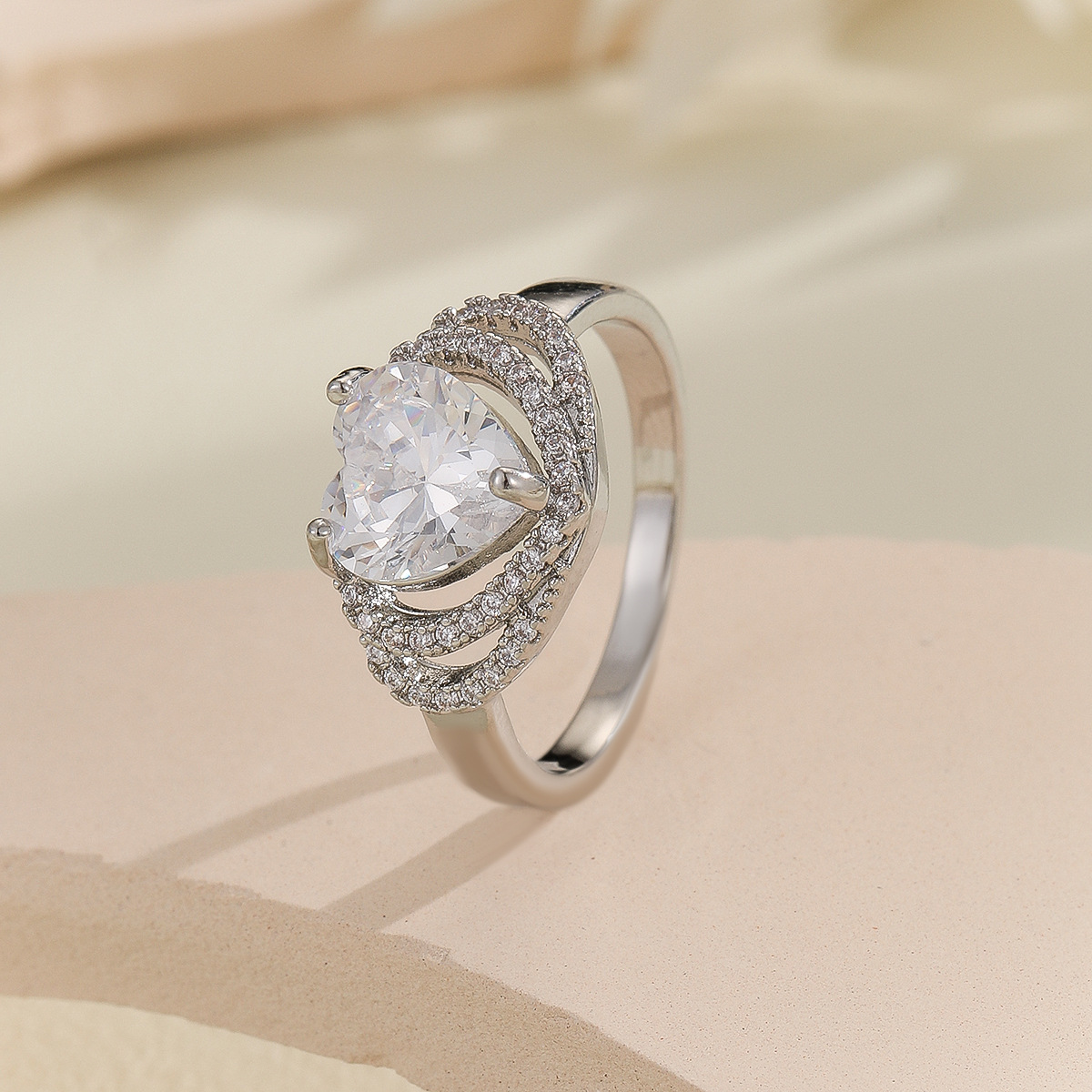 Holiday, Daily Occasion Copper Plating Heart Shape Zircon Rings