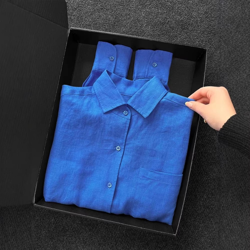 Highly Recommended! Flattering and Stylish! Klein Blue Linen Shirt for Women, Perfect for Layering or Wearing Alone in Summer, Versatile Top Highly Recommended! Flattering and Stylish! Klein Blue Linen Shirt for Women, Perfect for Layering or Wearing Alone in Summer, Versatile Top