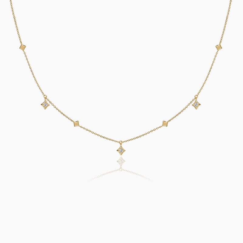 In-Stock Amazon Cross-Border Exclusive Starry Sky Necklace for Women, Four-Pointed Star Clavicle Chain, Fashionable Sweater Chain