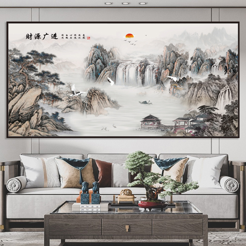 Living Room Self-Adhesive Painting Landscape Painting Wall Sticker Mural Landscape Painting Office Background Wall Decoration Painting Wallpaper Sticker