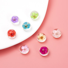 新款永生花干花玻璃珠真花飾品時光寶石干花手鏈項鏈配件小飾品