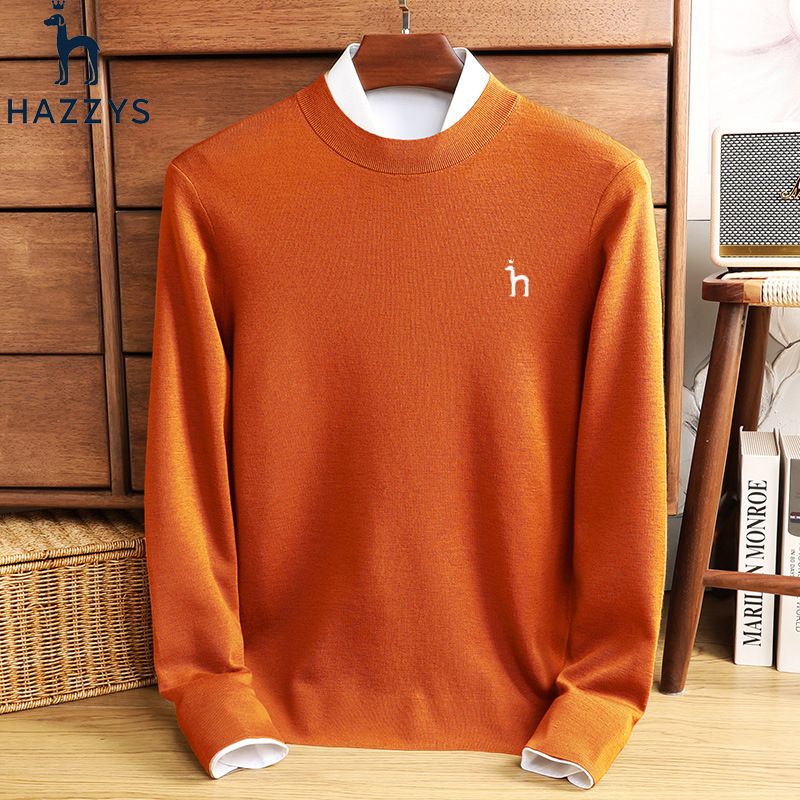 Hazzyx Haggis 2026 Spring and Autumn New Round Neck 16-Needle Thickened Silk Cashmere Solid Color Flat Knit Sweater