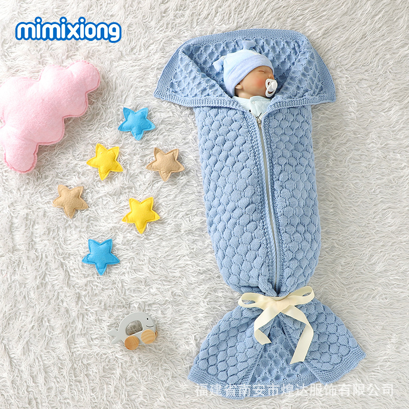 ins热卖秋冬新款婴幼儿多功能拉链纯色睡袋新生儿防惊跳包被盖毯