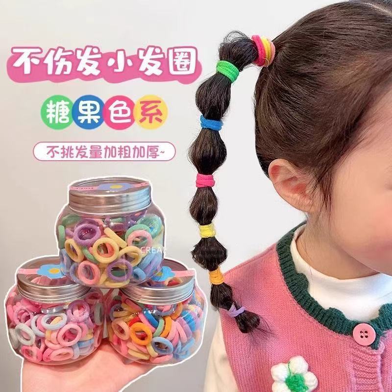 머리카락이 상하지 않는 어린이용 고무줄, 아기 수건 고리, 귀여운 여아용 캔디 컬러 엄지머리끈, 머리끈, 헤어 액세서리