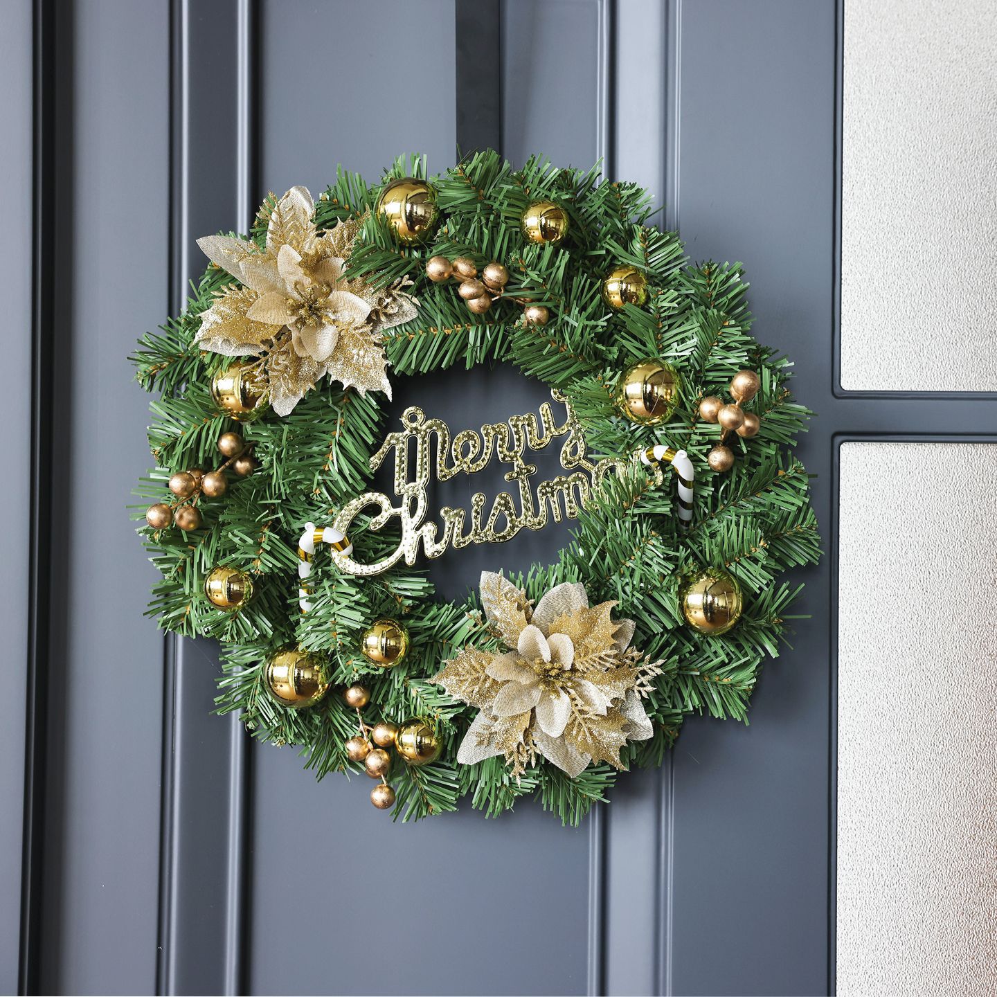 Guirlanda de Navidad colgar flores de simulación de Navidad decoración guirlanda de flores decorativas para el hogar colgantes de caña guirlanda de pino
