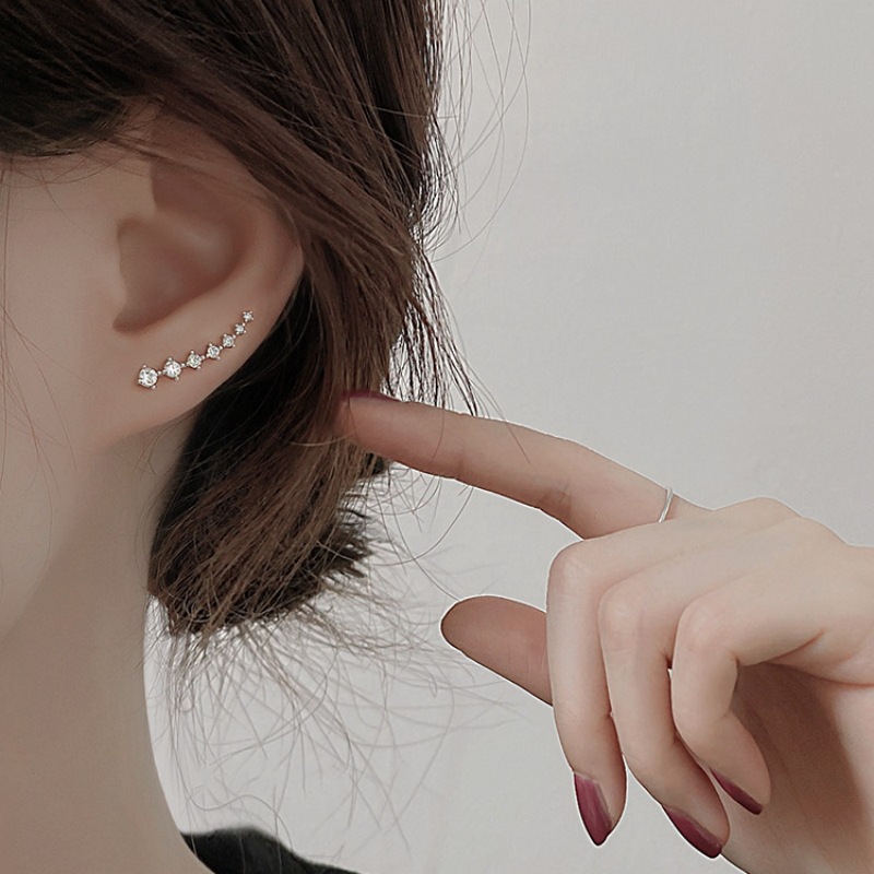 Shiny fashionable geometric brand earrings with zircon