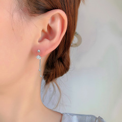 Lotus tassel earrings, screw clasp ear studs, elegant and graceful, slimming round ball curved hook lotus chain earrings 