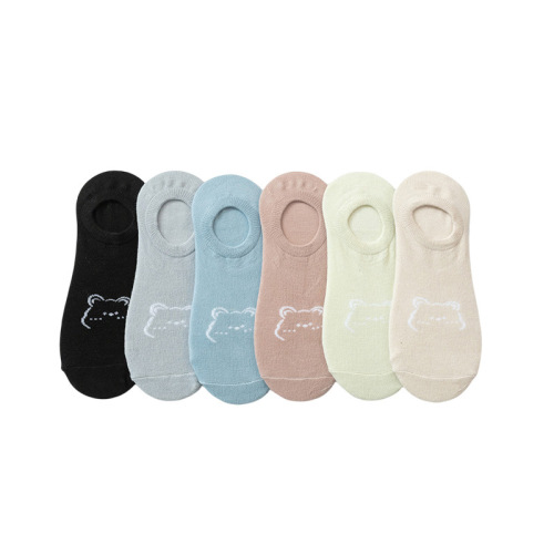 Bear Boat Socks Women's Summer Thin Invisible Socks Solid Color Versatile Non-Slip Non-Falling Summer Thin Shallow Mouth Short Socks