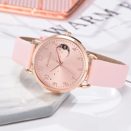 Foreign trade new women's personalized bracelet combination set moon pattern digital dial 2pcs fashion quartz women's watch