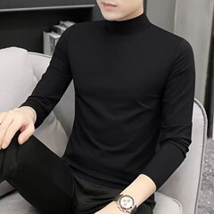 秋冬半高领长袖T恤男士纯色秋装上衣春秋打底衫内搭中领秋衣