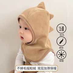 宝宝帽子秋冬季婴儿摇粒绒防风男女儿童加厚加绒护耳一体围脖帽