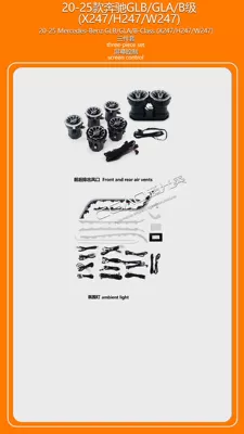 20-25 Mercedes-Benz Glb/Gla/B-Class/X247/H247/W247 Panel (Dashboard) işıqlandırması - 20-25-mercedes-benz-glbglab-classthree-piece-set