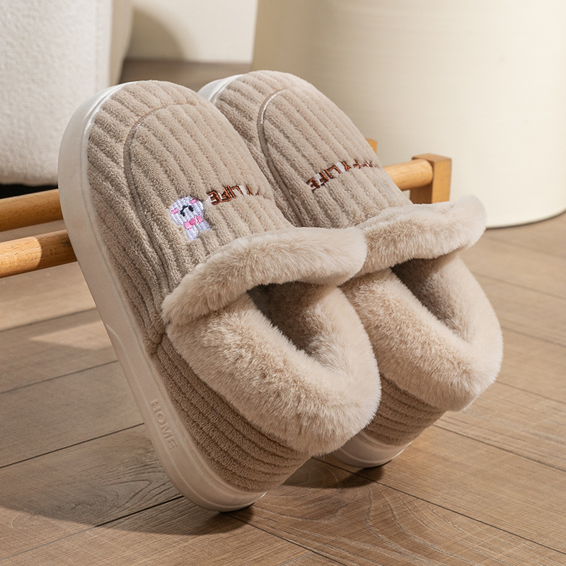 Cixi zapatillas de algodón de invierno para mujeres en el hogar primavera y otoño anti-deslizante calentamiento de la luna para casa pareja hombre