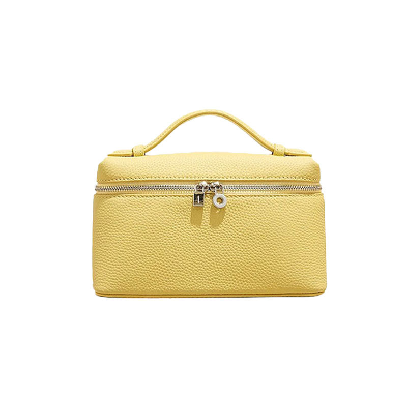 LP19 Lunch Box Bag Genuine Leather Women's Handbag Makeup Bag Small Square Crossbody Bag Luxury Designer Style - Thumbnail 5