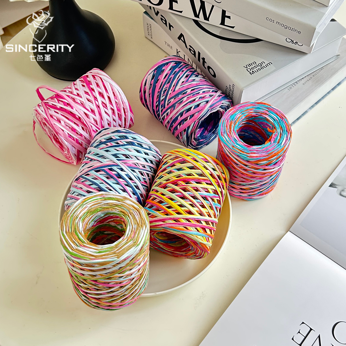 Color de cordier de siete colores envasado de hierba de color Laffei envasado de flores diy bolsas hechas a mano con material de floristería envasado cuerda de flores