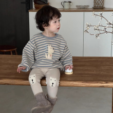 儿童服装2025秋冬新款韩版童装冬季宝宝衣服男童加厚条纹卫衣套装