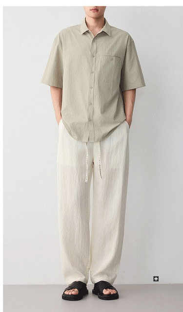 Áo sơ mi nam dài tay công sở chất liệu cotton phom thường — trắng chi tiết 14