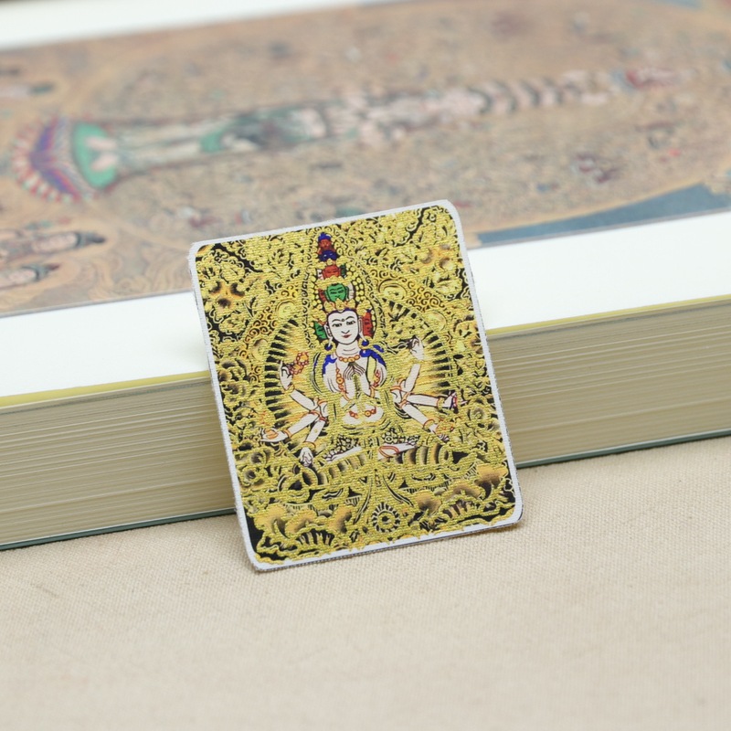 手描きの金張りチベット風五台山五八守護タンカ卸売ペンダントペンダントポータブル仏陀|undefined