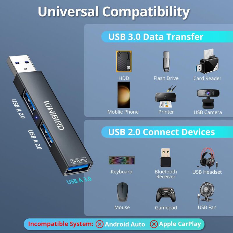3-port usb3.0hub extender one-to-three multi-function aluminum alloy computer keyboard and mouse docking station with lights