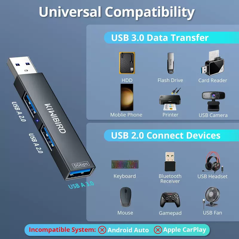 3 port USB3.0HUB extensor one drag three multi -function with lamp aluminum alloy computer keyboard mouse extension