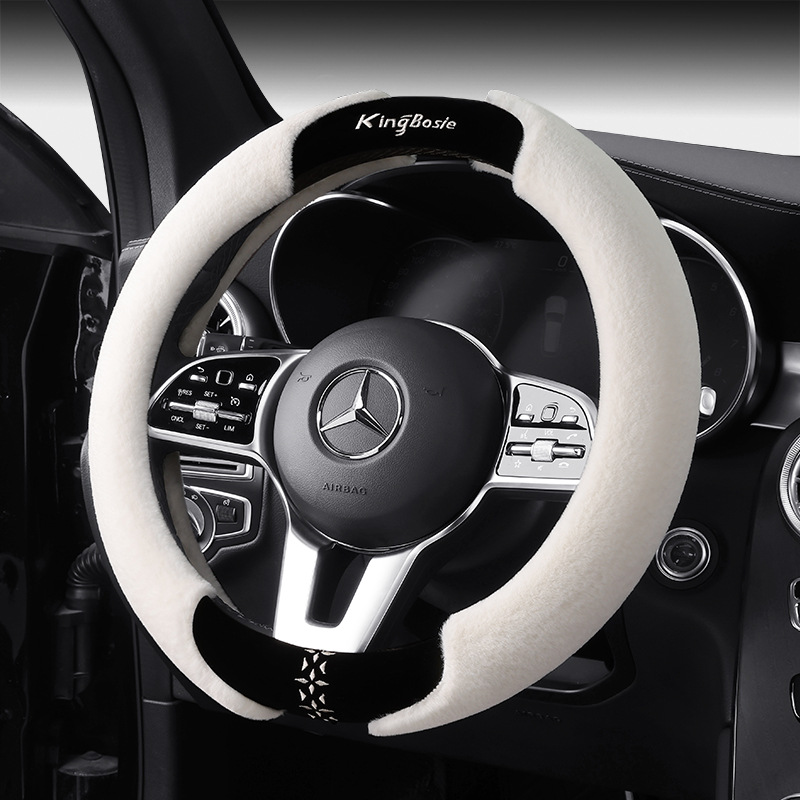 冬季汽车方向盘套毛绒保暖防滑短绒水貂绒高端男女新款车把套代发