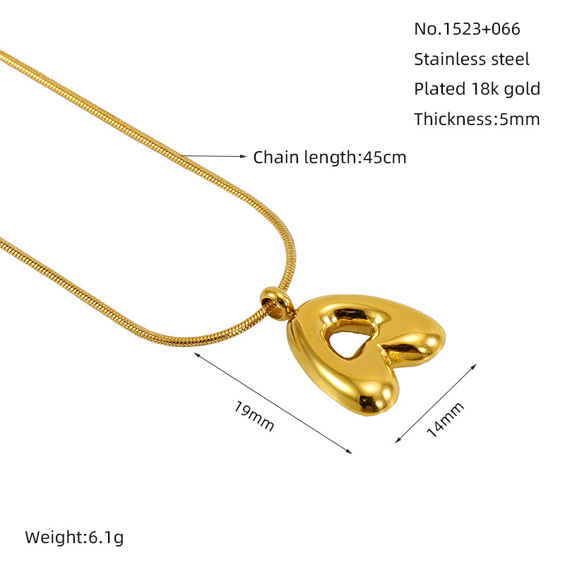 Burbujas transfronterizas 26 letras inglesas colgante brillante collar nicho universal oro acero titanio joyería collar