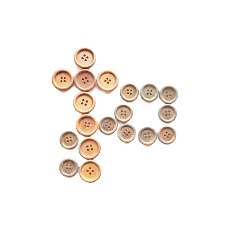 天台维娅厂家直销彩色圆形两孔木头扣子木制四眼印花木质钮扣批发