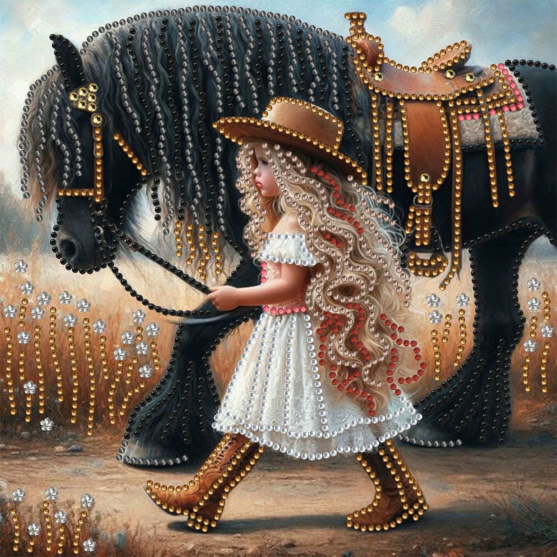 Pintura de Diamantes 5D con Forma Irregular de Princesa de Fantasía, Pintura de Diamantes DIY, Pintura de Diamantes con Puntos de Cristal, 30×30