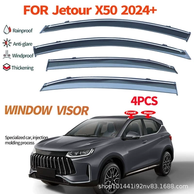 Cross-Border Applicable Rain shield - cross-border-customized-label-printing-and-application-service-excluding-vehicle-logo-designs-jetour-x50jietu-x50-mk1-2024-pc-3d-metal-stainless-steel-bright-strip-window-rain-shield