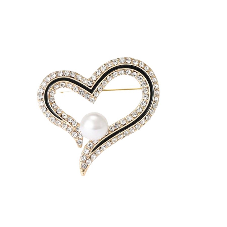 Exquisite Herzbrosche Mit Perlen Und Diamanten Für Das Sakko_voghion.com