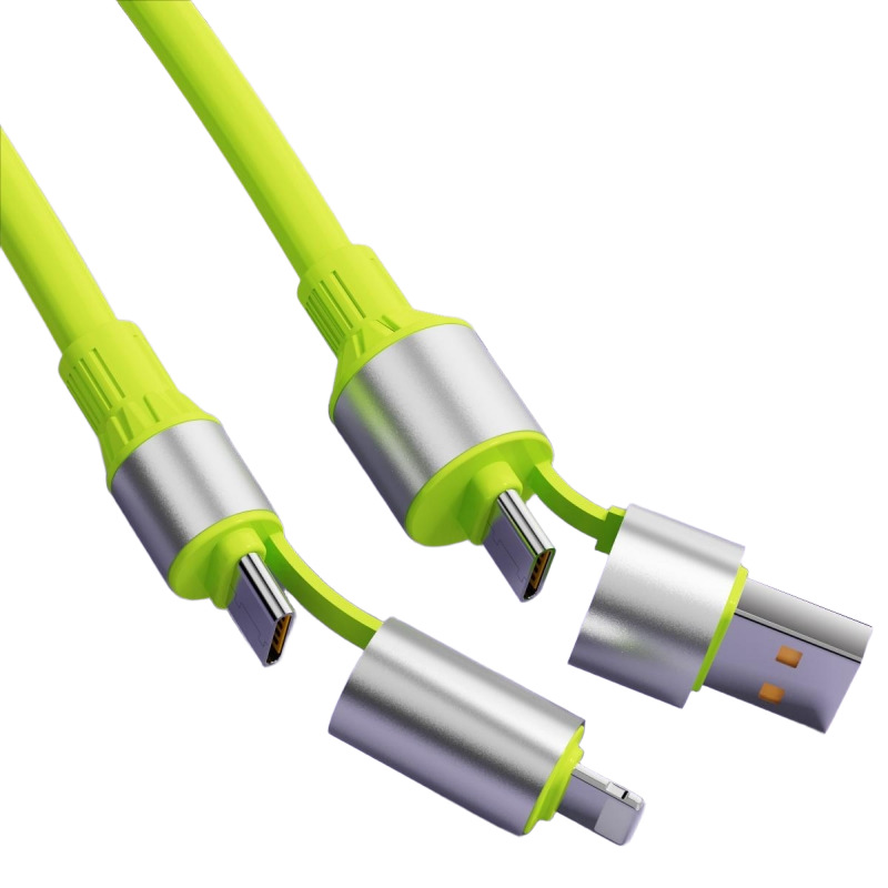 240w silicona cuatro en uno cable de datos girasol dos cargas rápidas para cargar teléfonos móviles de Apple Huawei typec