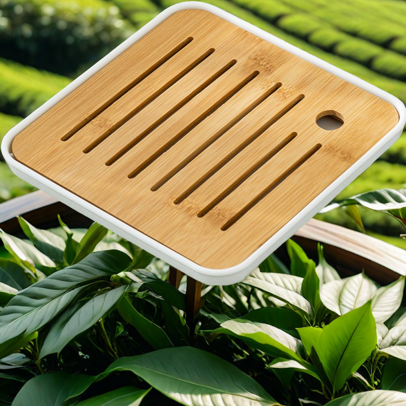 흰색 배경에 약 19.3cm의 뜨거운 판매 대나무 사각 접시