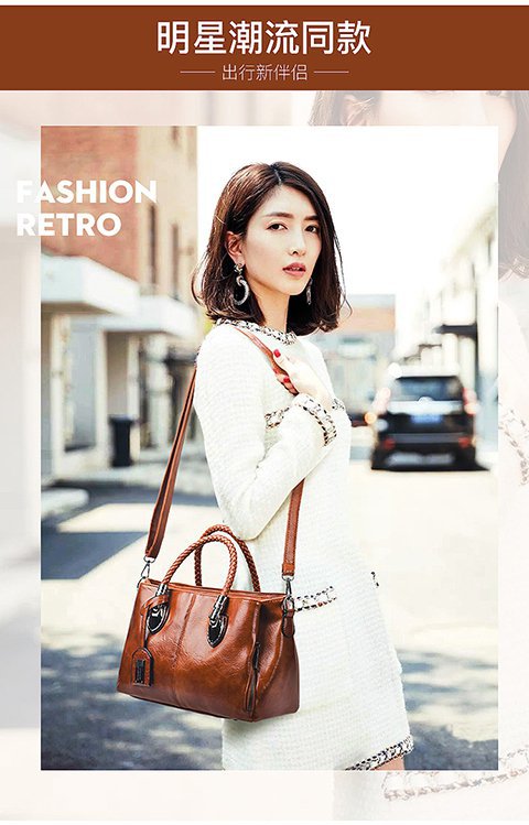 European and American retro women's bag trend, new cross-border hand-held shoulder crossbody bag made of oil wax leather for export, one piece, global consignment undefined
